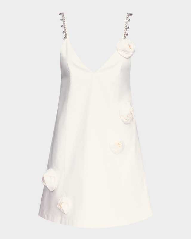 Crystal Rosette Poplin Mini Dress